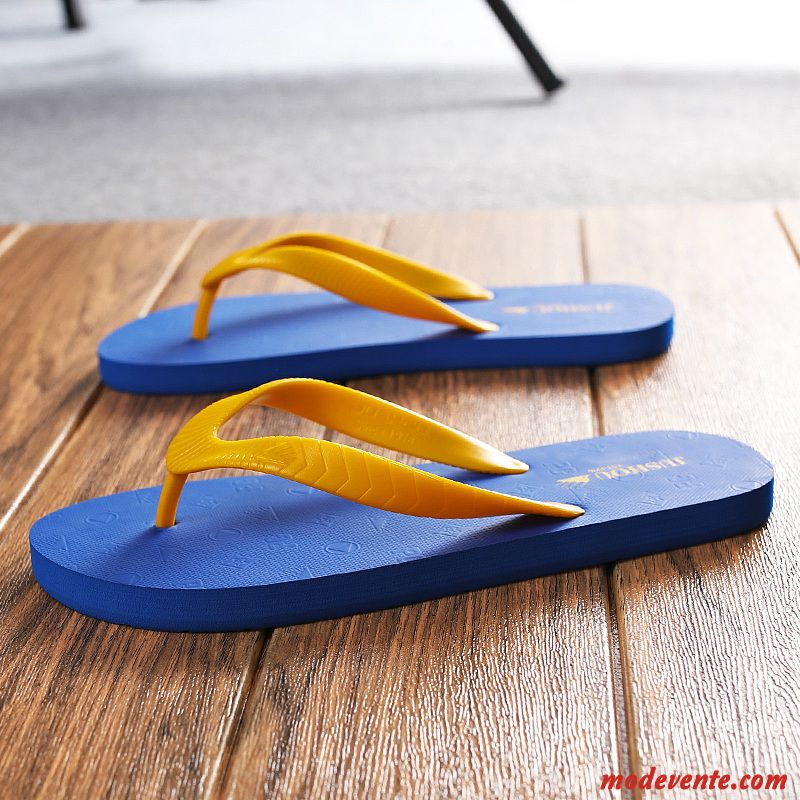 Tongs Homme Plage Personnalité Tongs Chaussons Tendance De Plein Air Été Bleu