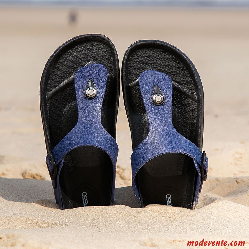 Tongs Homme Tongs Chaussons Décontractée Été Personnalité De Plein Air Plage Bleu