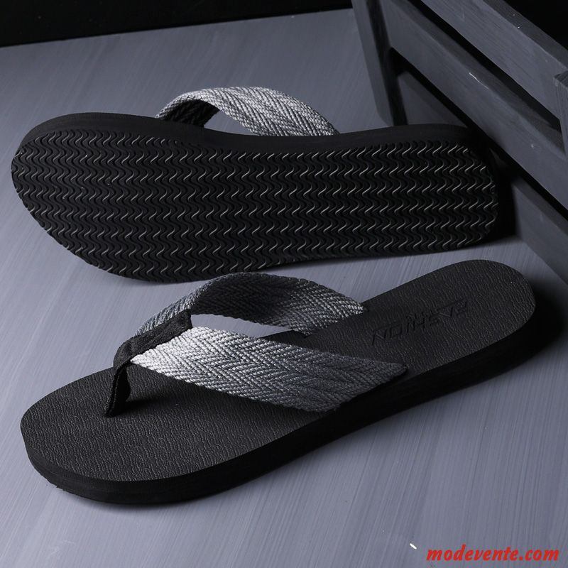 Tongs Homme Tongs Chaussons Décontractée Été Plage Antidérapant Tendance Noir