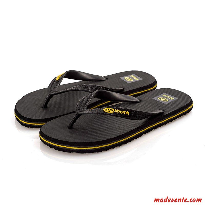 Tongs Homme Été Personnalité Décontractée Plage De Plein Air Tongs Chaussons Jaune