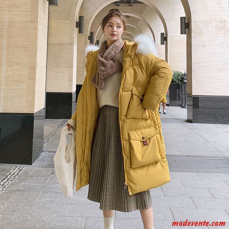 Veste En Coton Femme Cargo Tendance Vêtements Matelassé Longue Hiver Désign Jaune