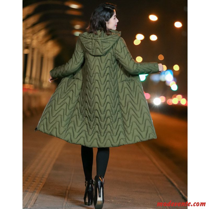 Veste En Coton Femme Hiver Épaissir Anti-saison Vêtements Matelassé Manteau Longue Vert