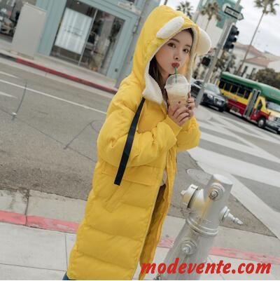 Veste En Coton Femme Longue Ours Dame Vêtements Matelassé Épaissir Hiver Jaune