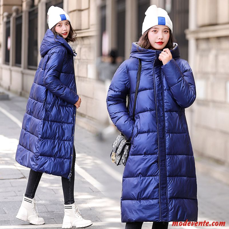 Veste En Coton Femme Manteau Paillette Hiver Grande Taille Graisse Baggy Bleu