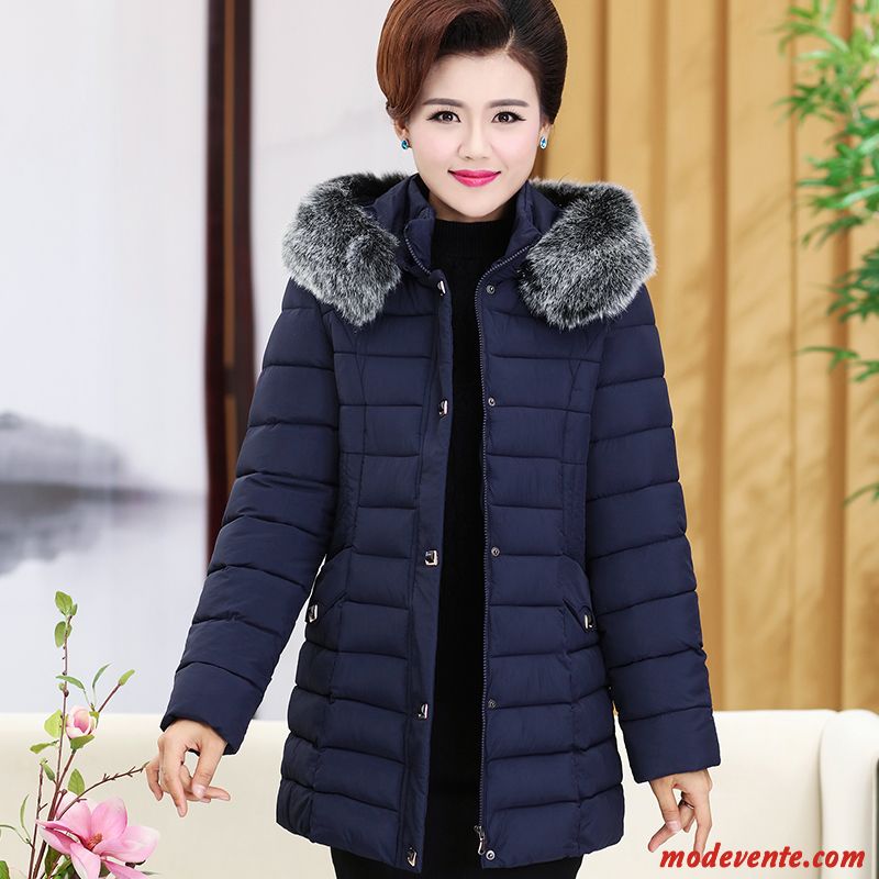 Veste En Coton Femme Matelassée Vêtements D'hiver Maman Longue Manteau Épaissir Bordeaux