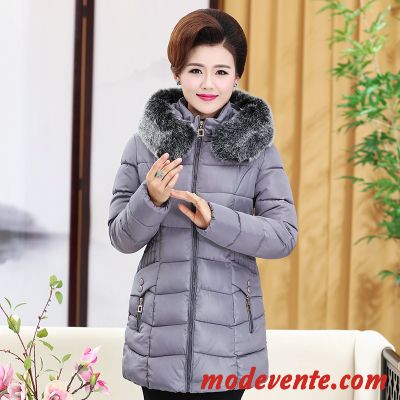 Veste En Coton Femme Matelassée Vêtements D'hiver Maman Longue Manteau Épaissir Bordeaux