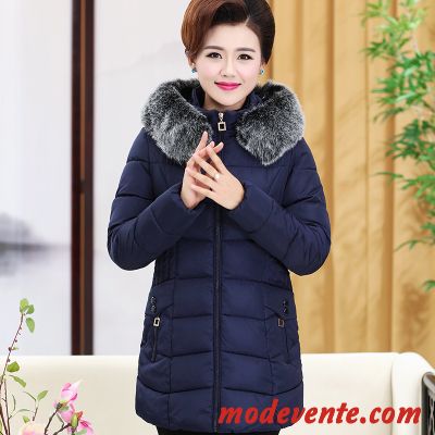 Veste En Coton Femme Matelassée Vêtements D'hiver Maman Longue Manteau Épaissir Bordeaux