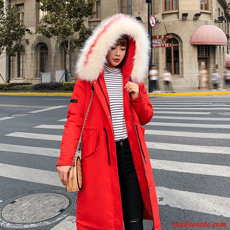 Veste En Coton Femme Tendance Vêtements D'hiver Style Chaud Vêtements Matelassé Matelassée Mode Rouge