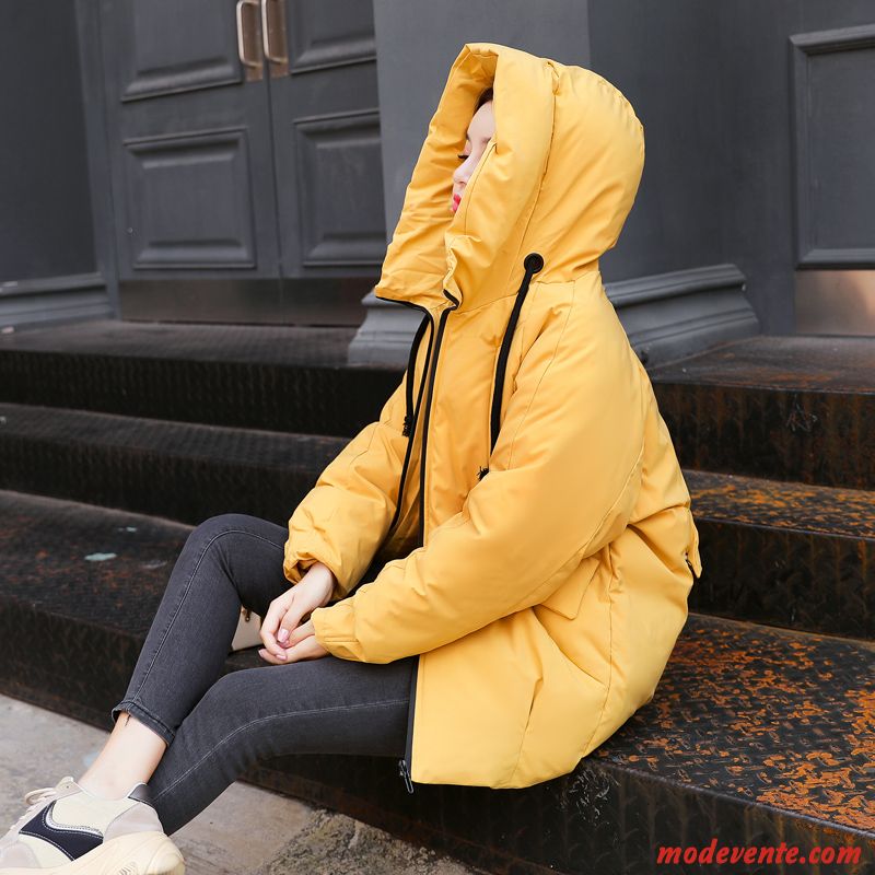 Veste En Coton Femme Vêtements D'hiver Doux Chauds Mode Manteau Court Jaune