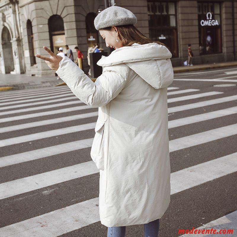 Veste En Coton Femme Vêtements Matelassé Hiver Matelassée Manteau Épaissir Poche Blanc