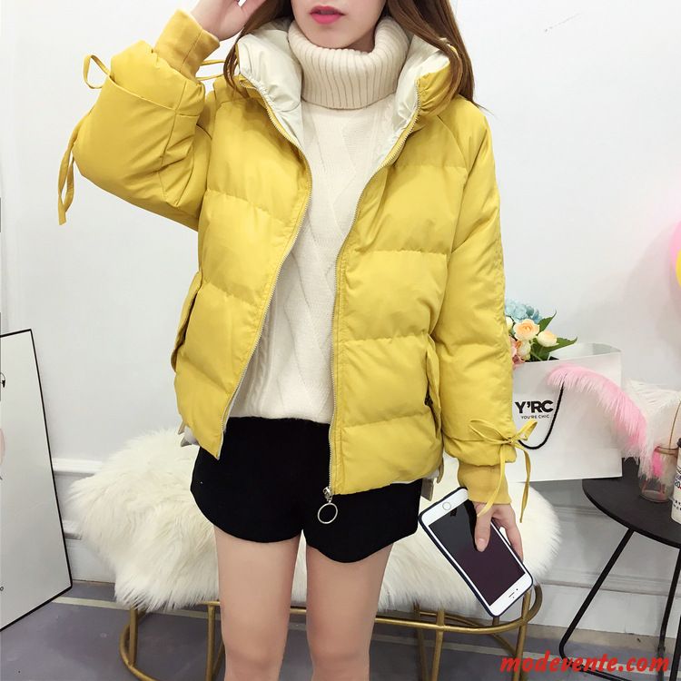 Veste En Coton Femme Vêtements Matelassé Matelassée Baggy Tendance Étudiant Hiver Jaune