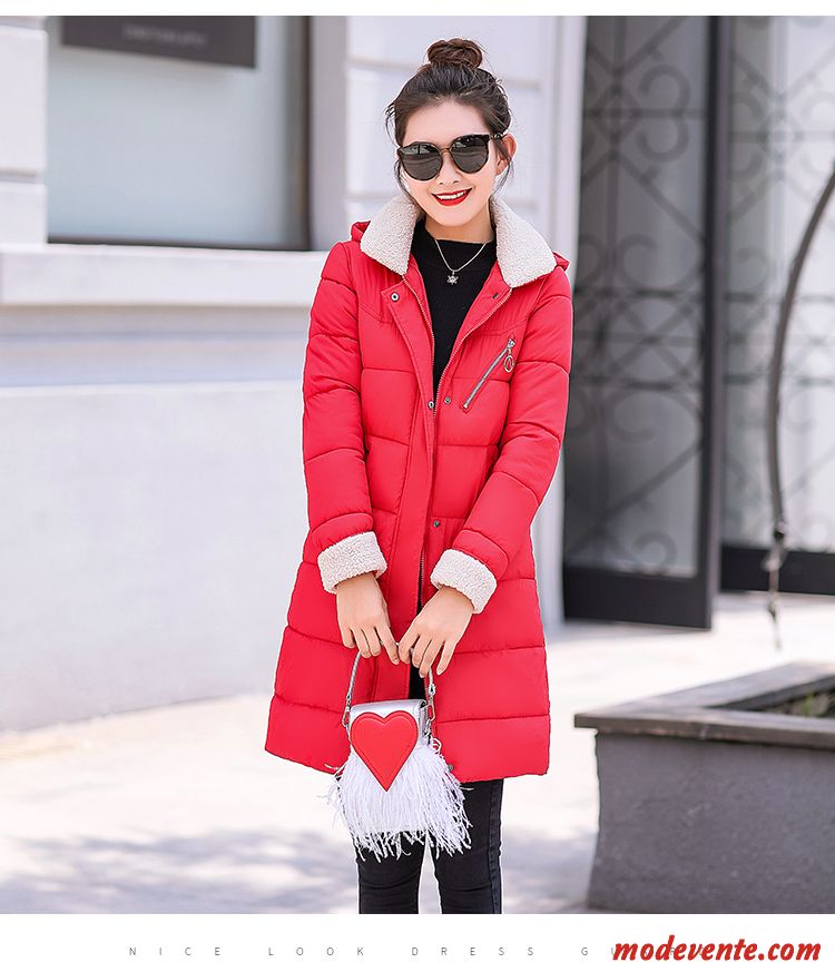 Veste En Coton Femme Vêtements Matelassé Étudiant Fourrure Duvet Vêtements D'hiver Anti-saison Âge Moyen Rouge