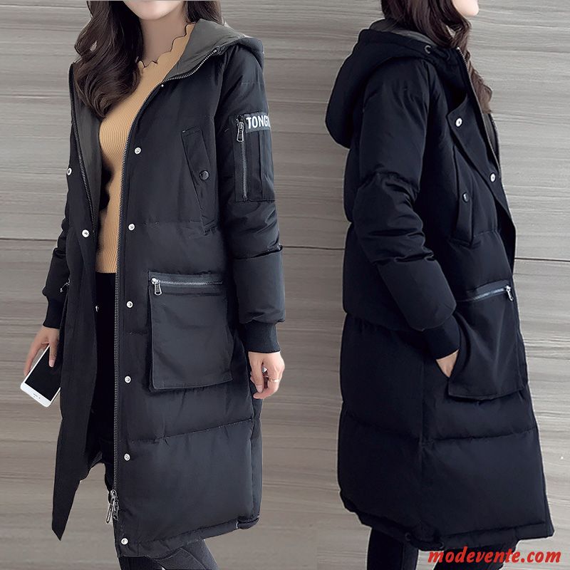Veste En Coton Femme Étudiant Hiver Campus Vent Baggy Vêtements Matelassé Épaissir Noir
