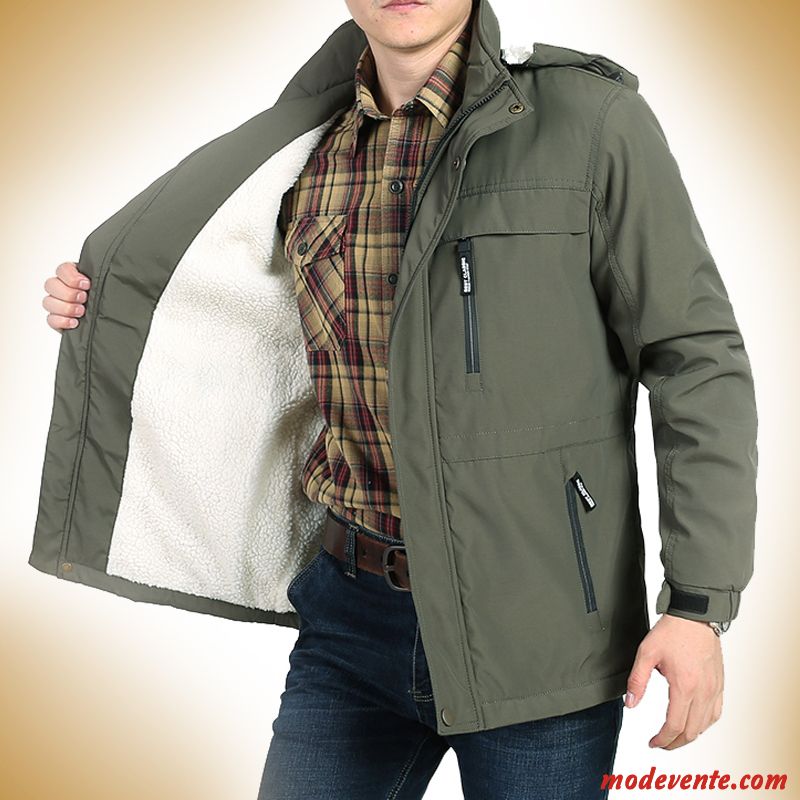 Veste En Coton Homme Matelassée Coupe Vent Manteau De Plein Air Décontractée Plus De Velours