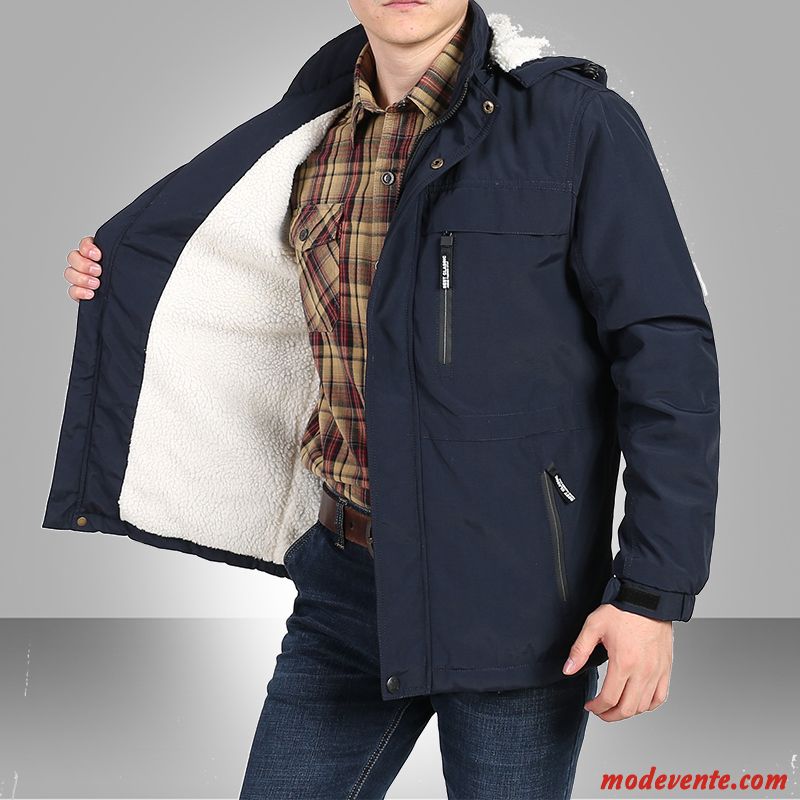 Veste En Coton Homme Matelassée Coupe Vent Manteau De Plein Air Décontractée Plus De Velours