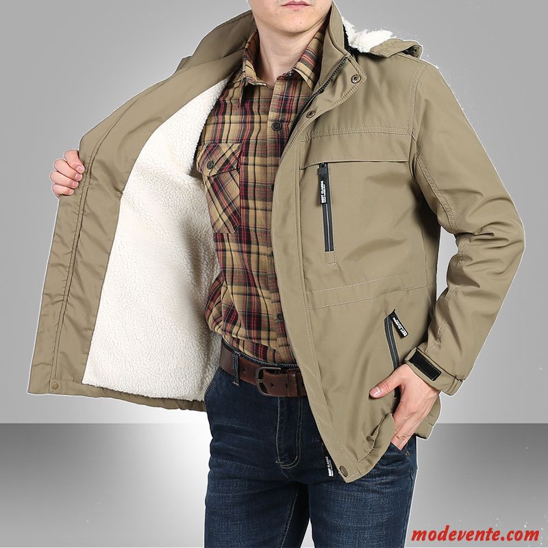 Veste En Coton Homme Matelassée Coupe Vent Manteau De Plein Air Décontractée Plus De Velours