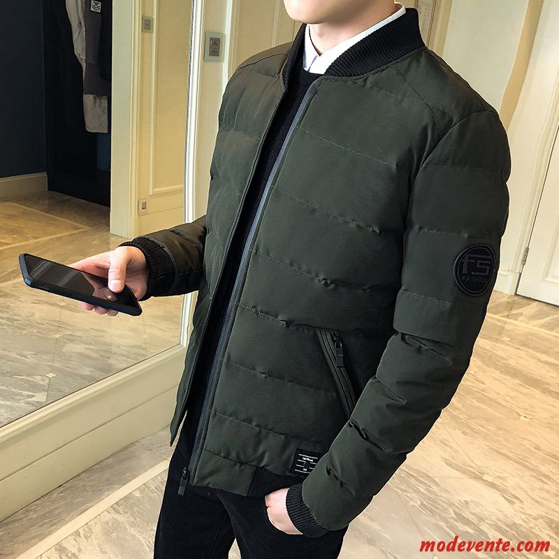 Veste En Coton Homme Vêtements Matelassé Court Hiver L'automne Manteau Matelassée Noir