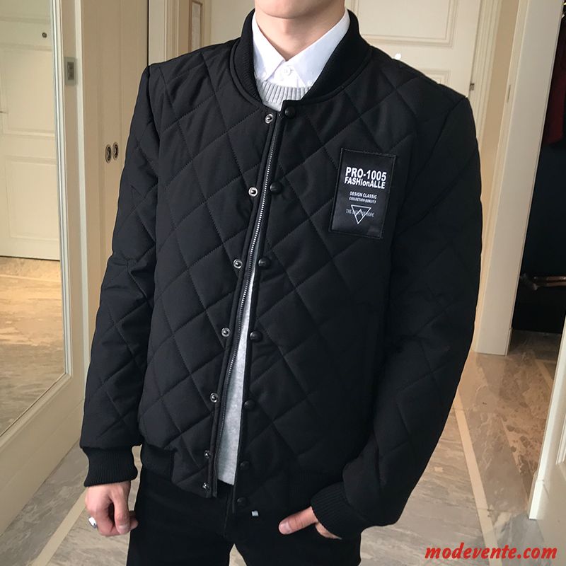 Veste En Coton Homme Vêtements Matelassé Court Hiver L'automne Manteau Matelassée Noir