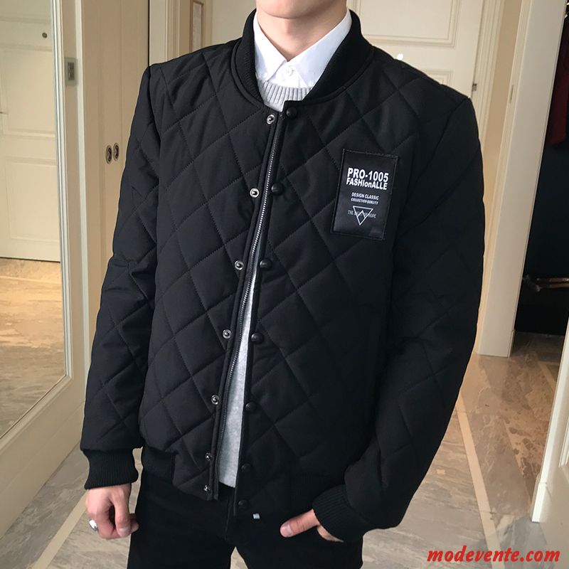 Veste En Coton Homme Vêtements Matelassé Court Hiver L'automne Manteau Matelassée Noir