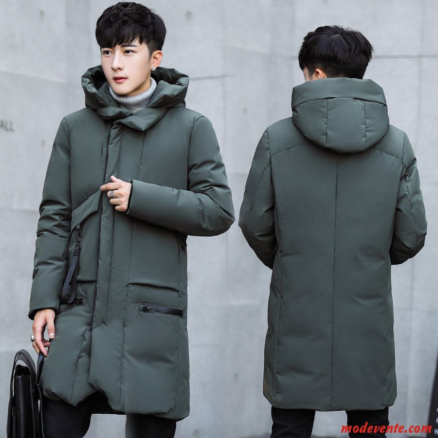 Veste En Coton Homme Vêtements Matelassé Longue Anti-saison Hiver Tendance Épaissir Noir