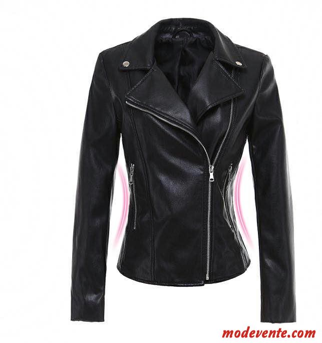 Veste En Cuir Femme Manteau Court Slim Offre Spéciale Vêtements Moto Super Star Noir Rouge