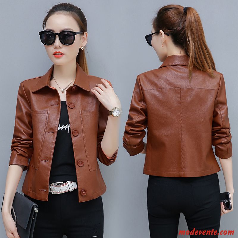 Veste En Cuir Femme Mode Personnalité Slim Longues Vestes En Cuir Tendance