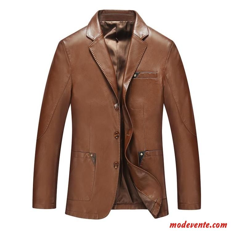 Veste En Cuir Homme Costume Clearance À Vendre Manteau Vestes En Cuir Printemps Slim Jaune Brun