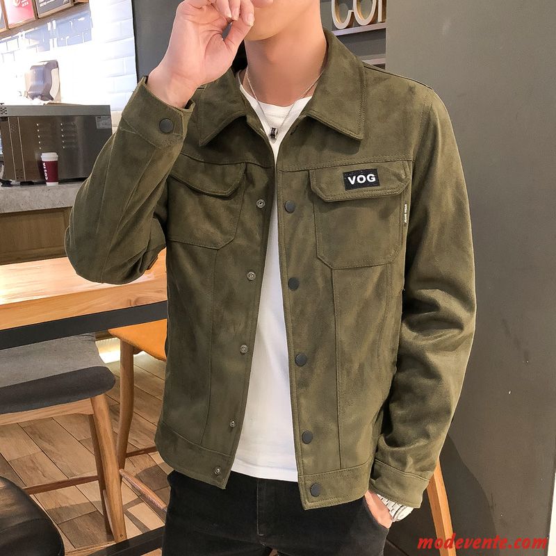 Veste Homme Cargo Printemps Tendance Denim Une Veste Manteau Vert