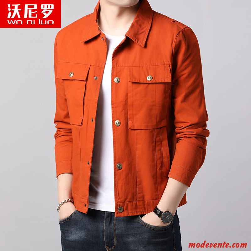 Veste Homme Chemise Longues Manteau Une Veste Multi-poche Baggy Rouge