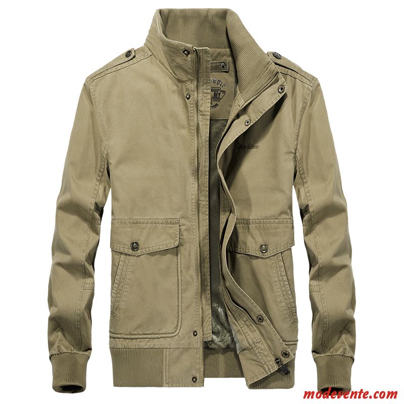 Veste Homme Coton Bio Décontractée Manteau Âge Moyen L'automne Court Vert