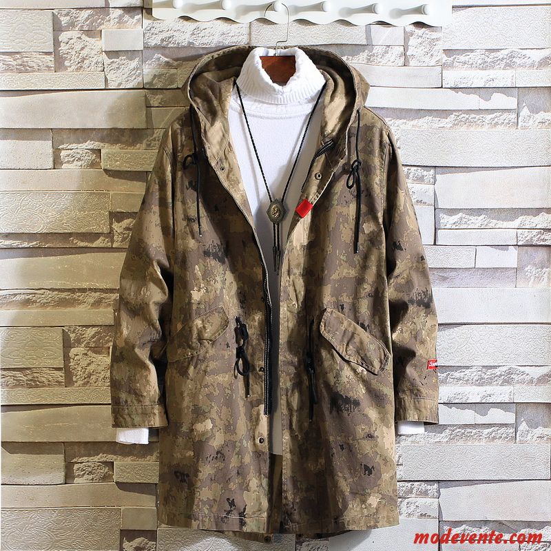 Veste Homme Coupe Vent Printemps Beau Longue Tendance Décontractée Vert