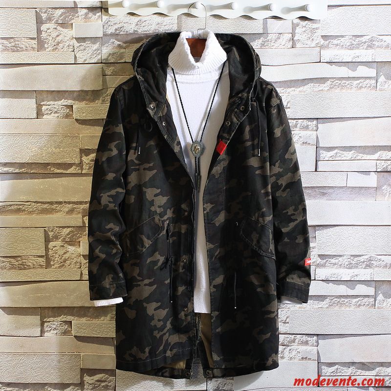 Veste Homme Coupe Vent Printemps Beau Longue Tendance Décontractée Vert