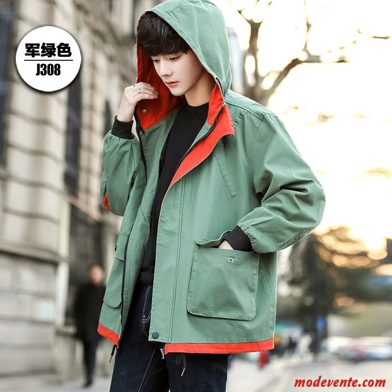 Veste Homme Décontractée Baggy Manteau Vêtements De Baseball Capuche Printemps Vert