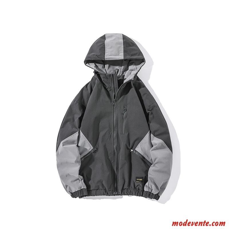 Veste Homme Décontractée Une Veste Manteau Marque De Tendance Capuche Baggy Noir