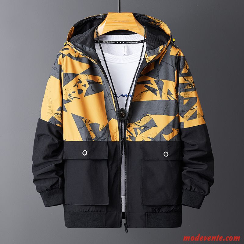 Veste Homme Gras Tendance L'automne Étudiant Printemps Camouflage Couleurs Mixtes