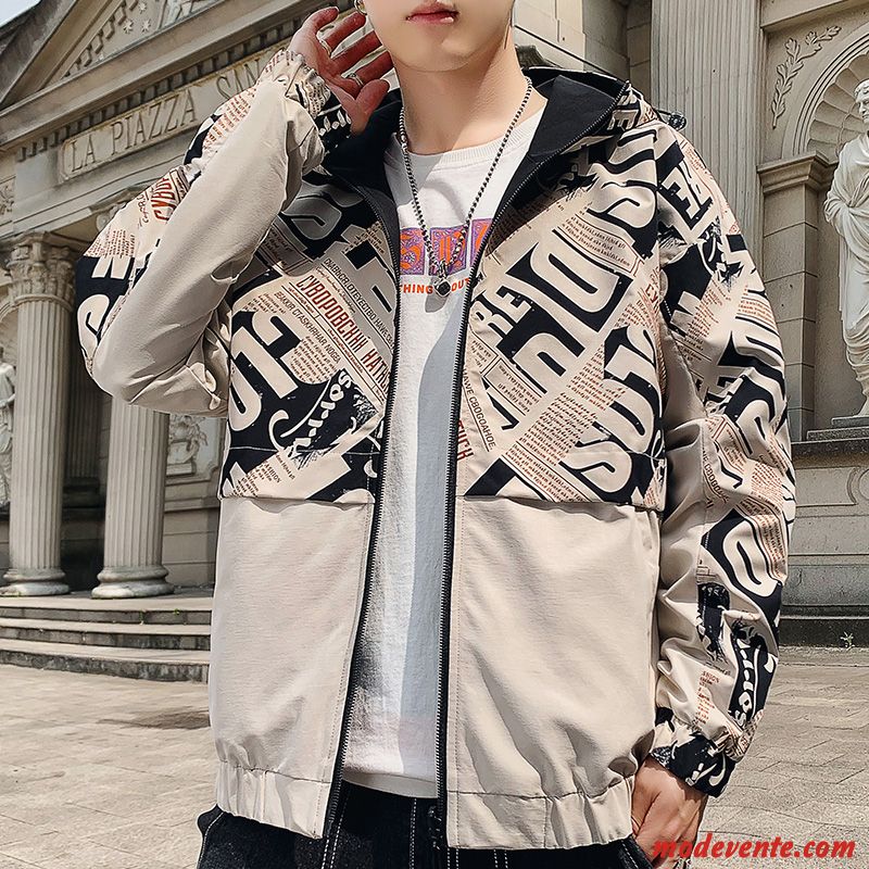 Veste Homme Gros Camouflage Reversible Les Adolescents Manteau Tendance Jaune