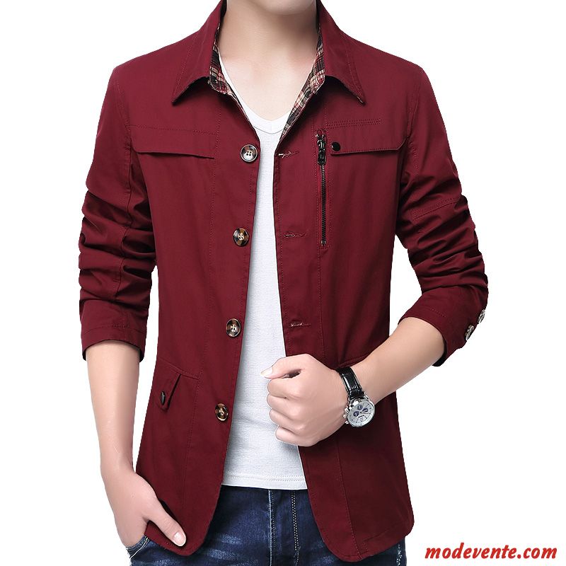 Veste Homme L'automne Coupe Vent Printemps Manteau Cargo Tendance Rouge