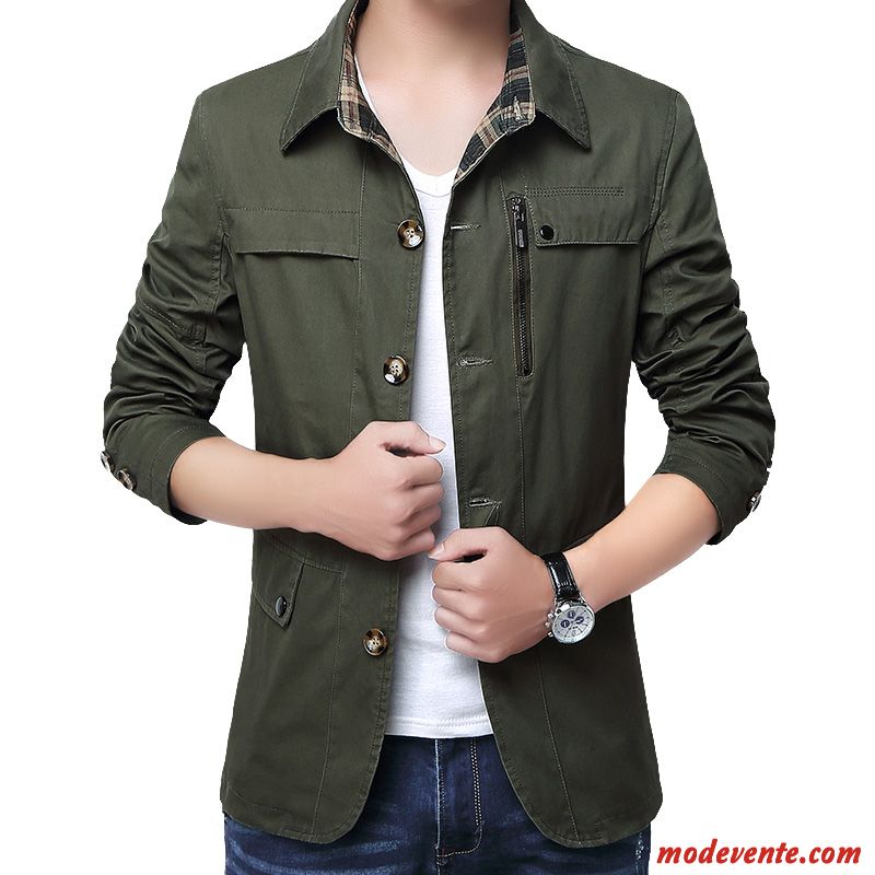 Veste Homme L'automne Coupe Vent Printemps Manteau Cargo Tendance Rouge