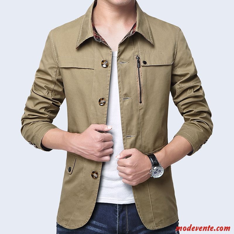 Veste Homme L'automne Coupe Vent Printemps Manteau Cargo Tendance Rouge