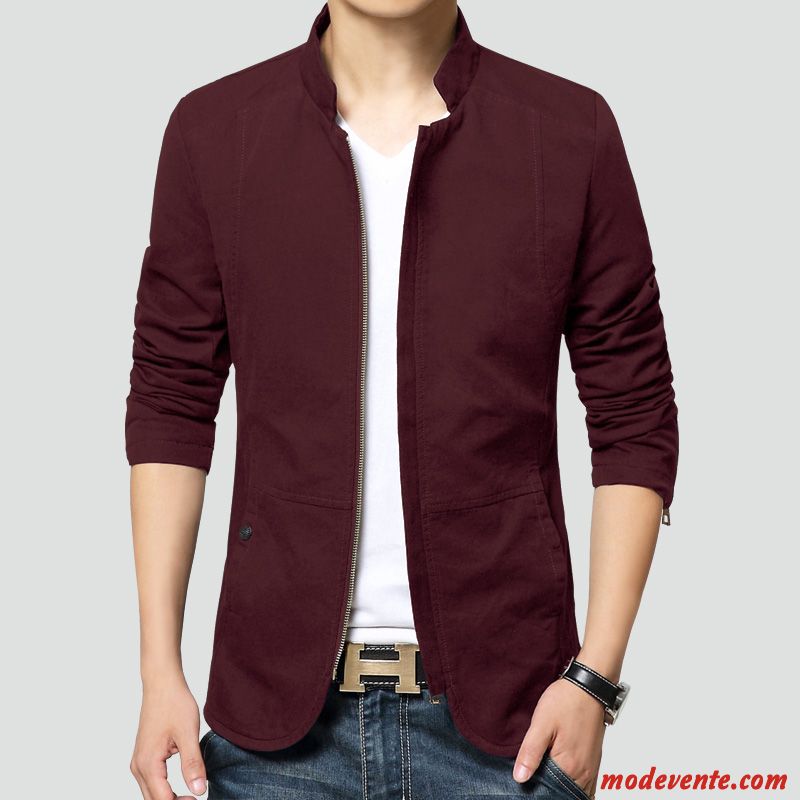 Veste Homme L'automne Coupe Vent Printemps Manteau Cargo Tendance Rouge