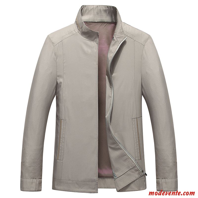 Veste Homme L'automne Printemps Manteau Légère Col Mandarin Kaki