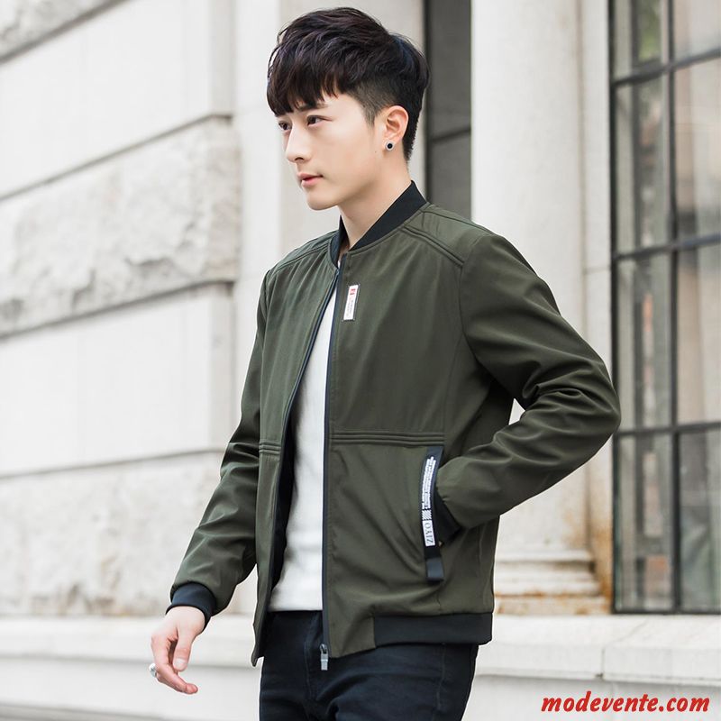 Veste Homme Les Adolescents Manteau Slim Étudiant Légère Printemps Noir