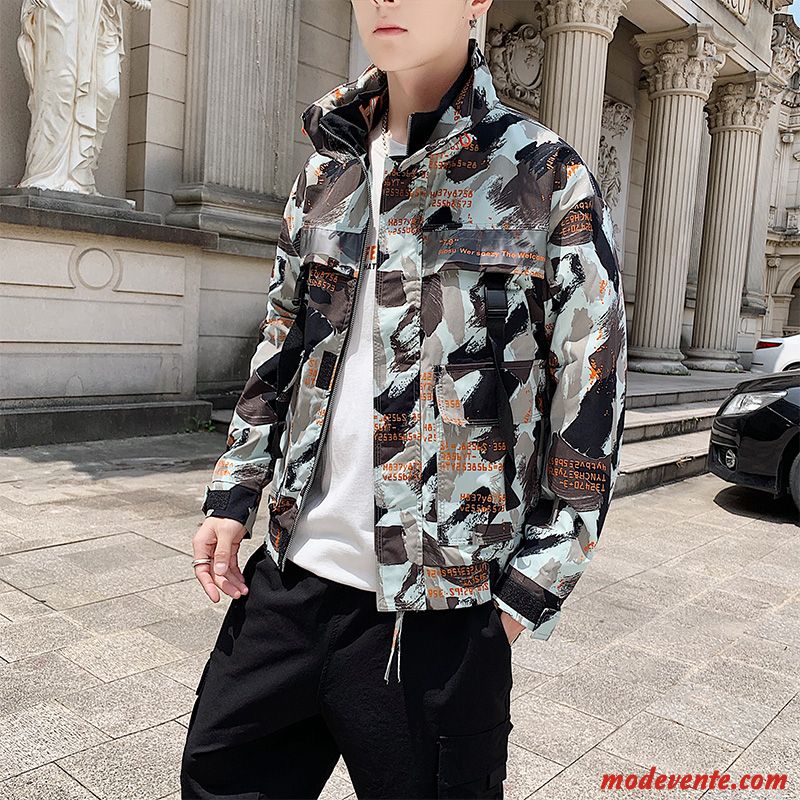 Veste Homme Manteau Baggy Décontractée Camouflage Beau Été Noir