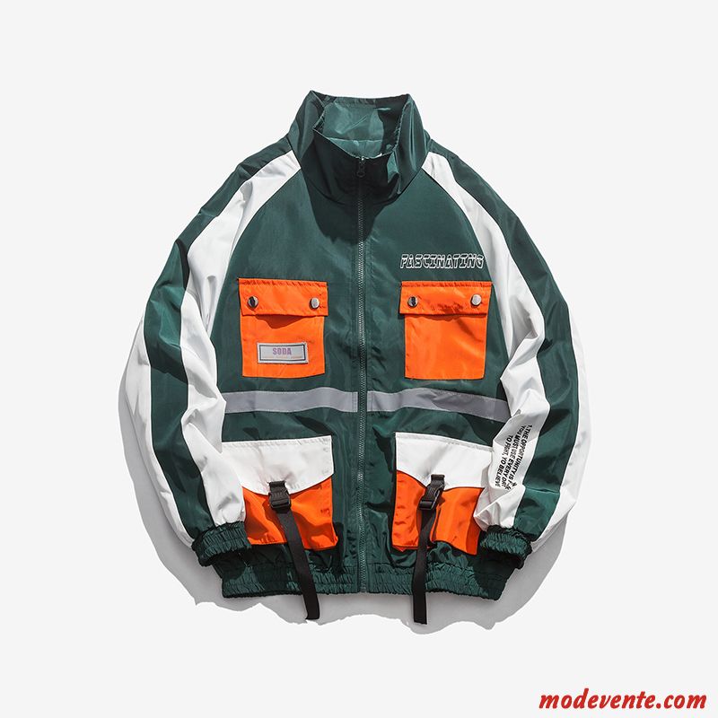 Veste Homme Marque De Tendance Décontractée L'automne Baggy Hip Hop Cargo Vert