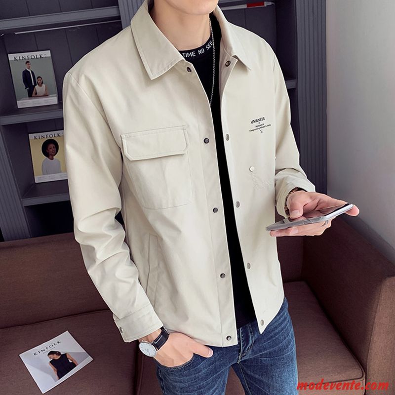 Veste Homme Printemps Manteau L'automne Cargo Tendance Décontractée Blanc