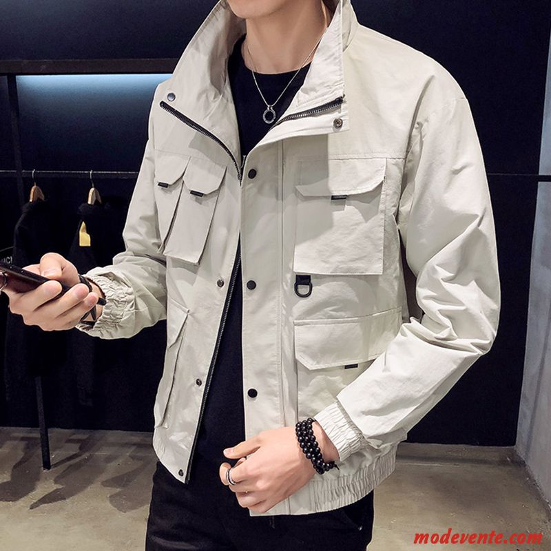 Veste Homme Printemps Manteau L'automne Cargo Tendance Décontractée Blanc