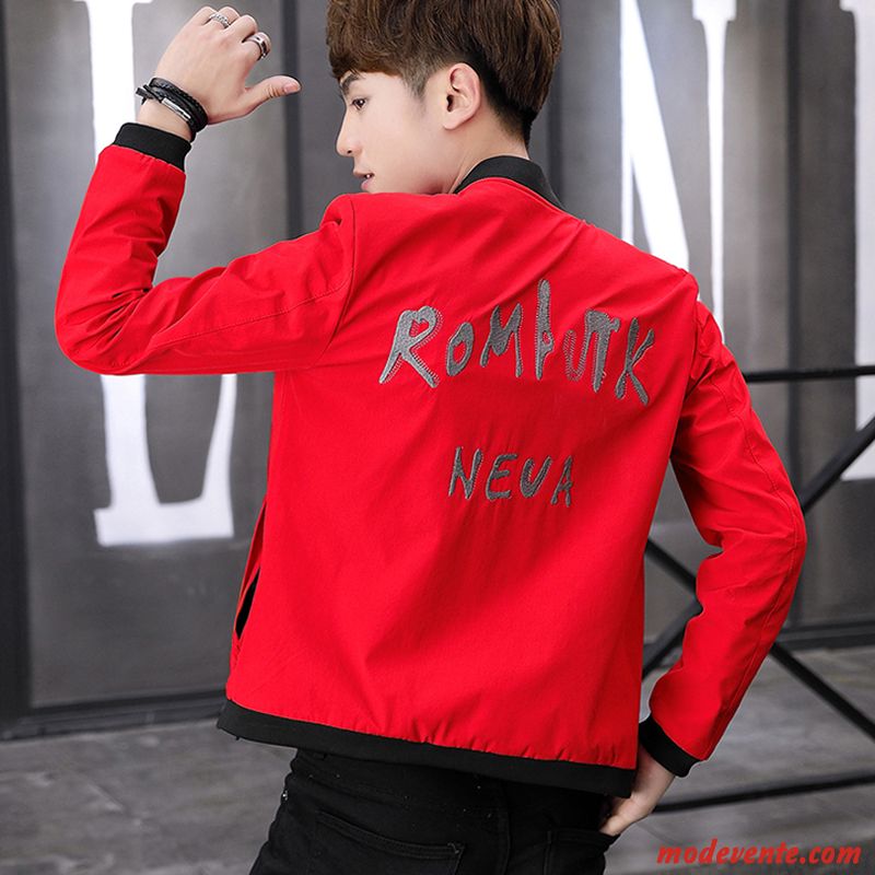 Veste Homme Printemps Tendance Beau Slim L'automne Décontractée Rouge