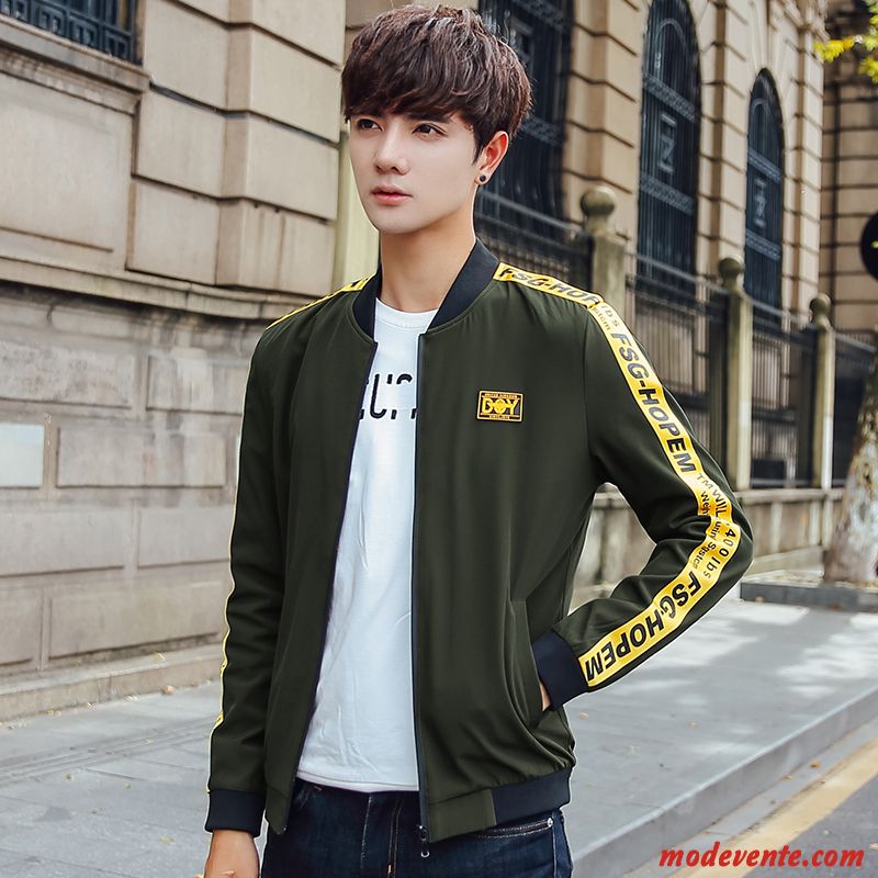 Veste Homme Printemps Vêtements De Baseball Tendance L'automne Manteau Jeunesse Vert