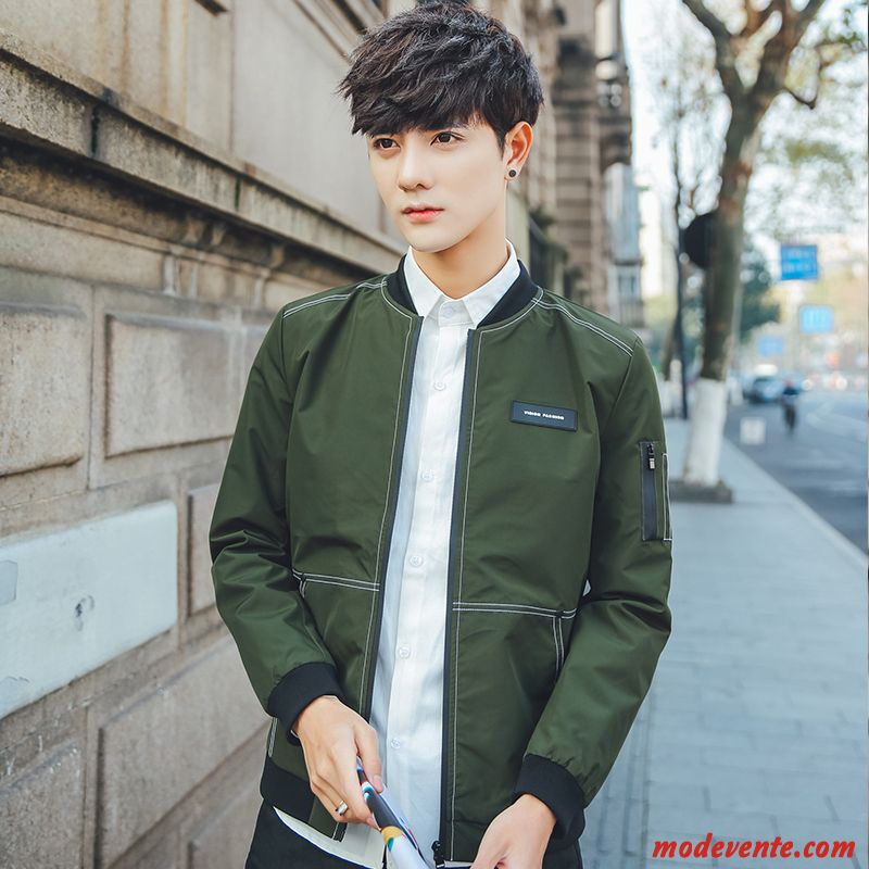 Veste Homme Printemps Vêtements De Baseball Tendance L'automne Manteau Jeunesse Vert