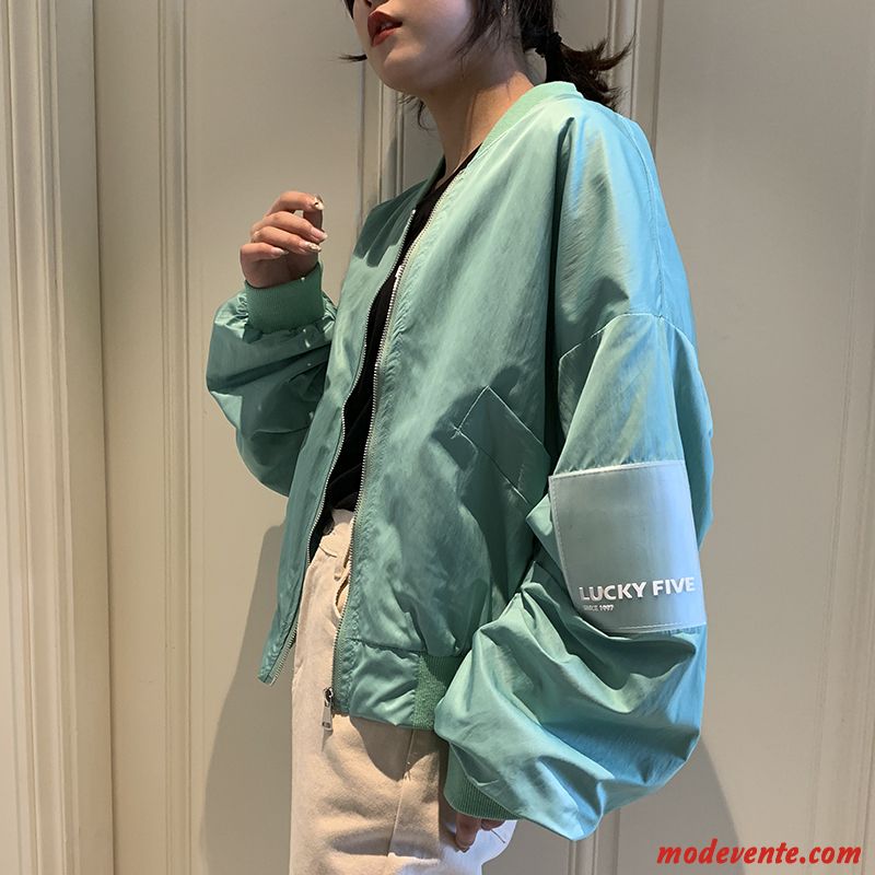 Vestes Femme Manteau Cargo Vêtements De Baseball Baggy Étudiant Printemps Vert